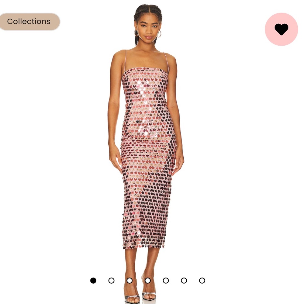 Pink Sequin Midi Dress